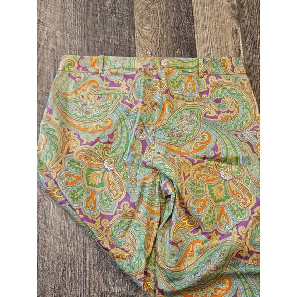 Ralph lauren golf womens sz 10 bright paisley green purple chino ankle pants - Picture 5 of 6